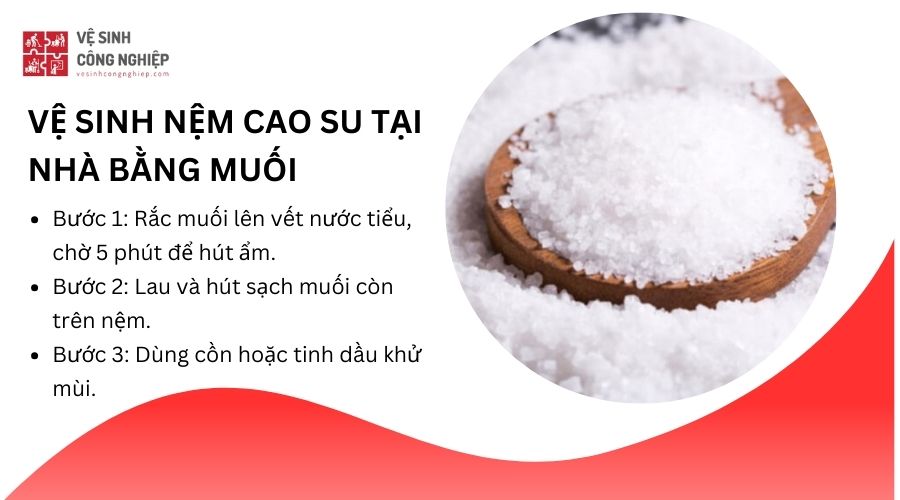 Vệ sinh nệm cao su tại nhà bằng muối