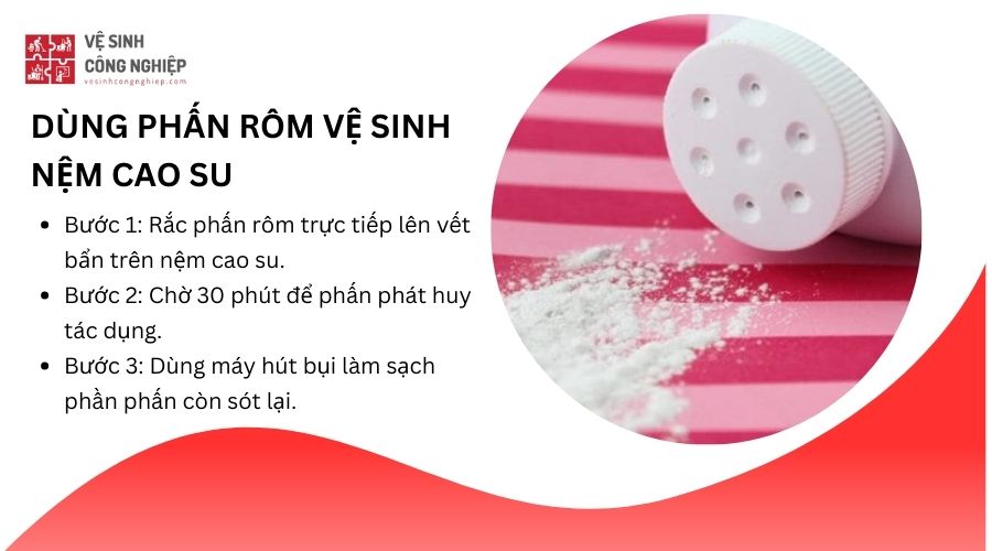 Dùng phấn rôm vệ sinh nệm cao su
