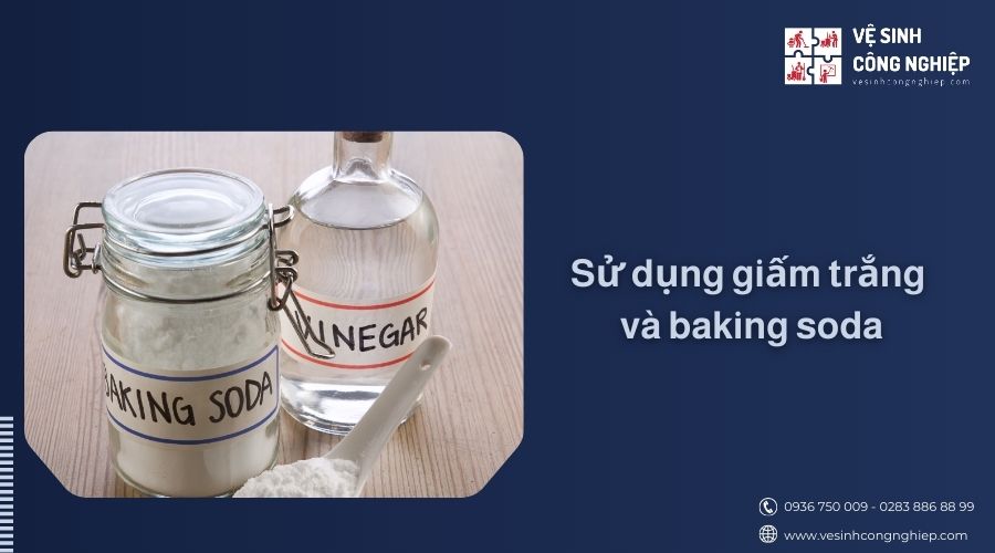 Dùng giấm trắng và baking soda tẩy vết ố vàng bồn cầu