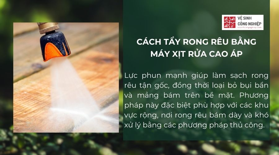 Tẩy rong rêu bằng máy xịt rửa cao áp