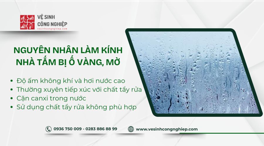 Nguyên nhân làm kính nhà tắm bị ố vàng, mờ