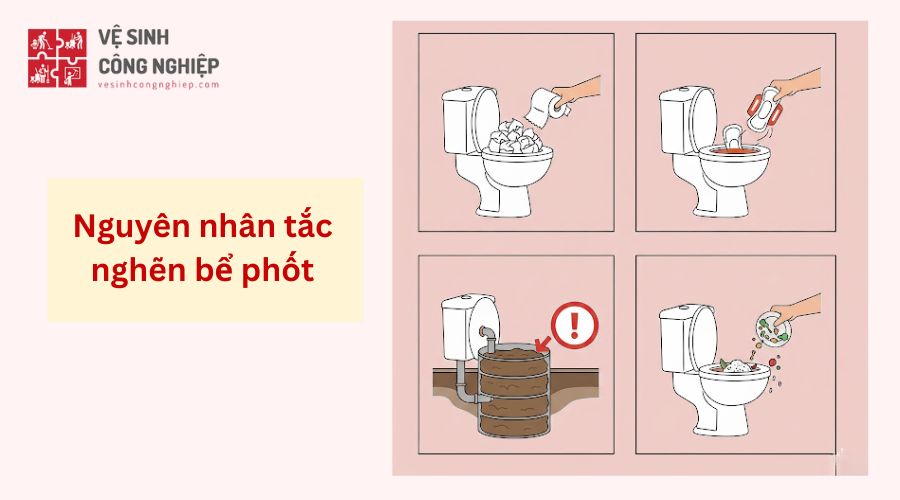 Nguyên nhân gây ra tình trạng tắc nghẽn bể phốt