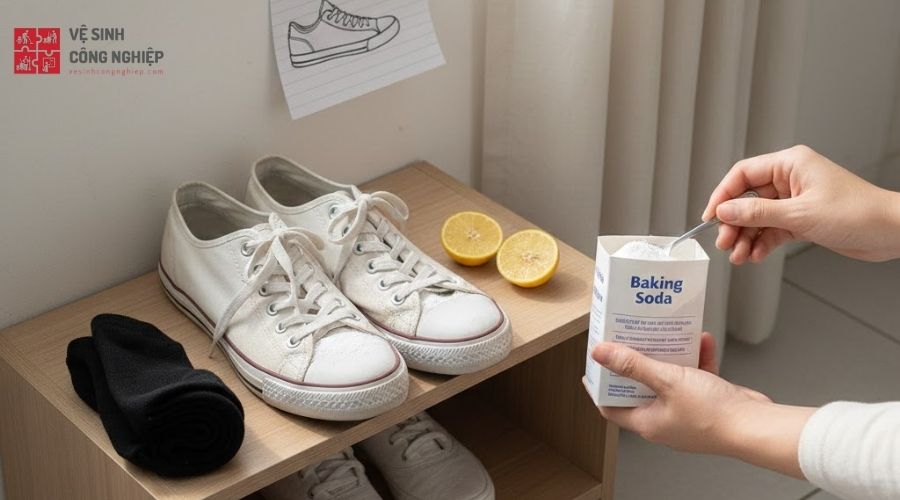 Cách khử mùi hôi giày bằng baking soda