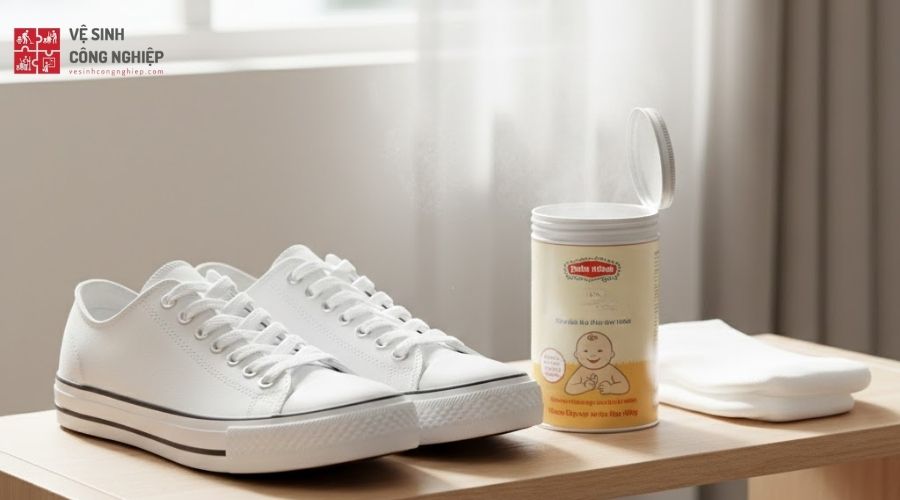 Cách khử mùi hôi giày bằng phấn rôm