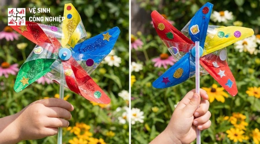 Làm chong chóng tái chế từ vỏ chai nhựa