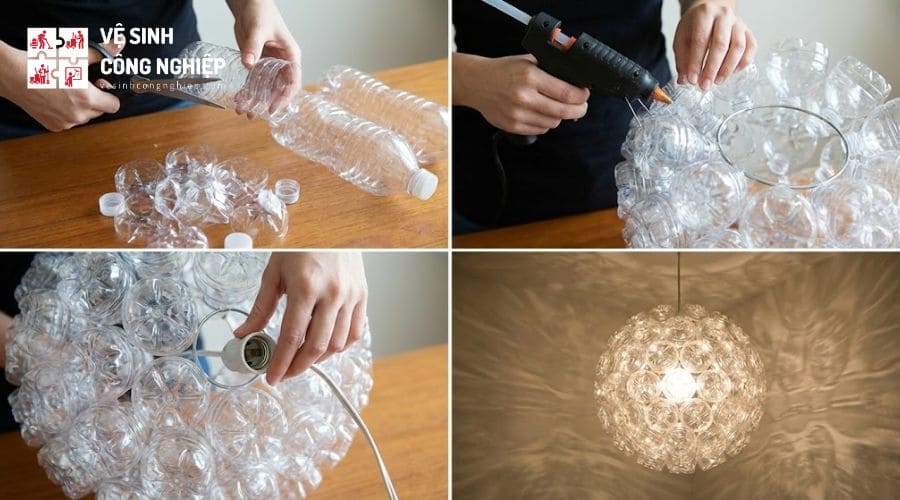 Đèn chùm trang trí làm từ chai nhựa