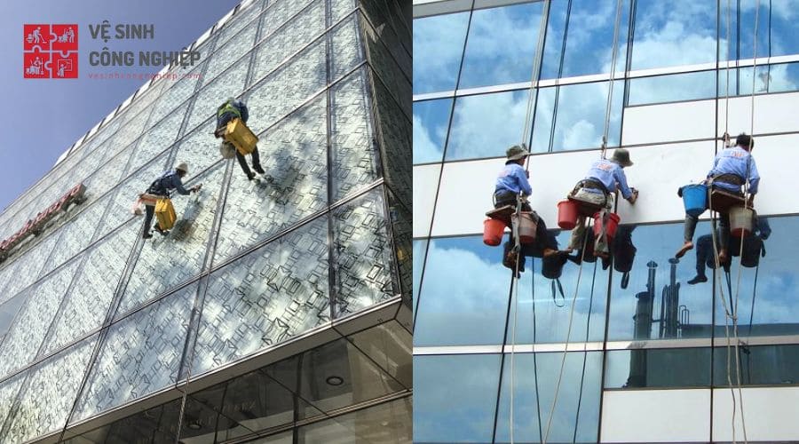 Dịch vụ lau kính tòa nhà cao tầng