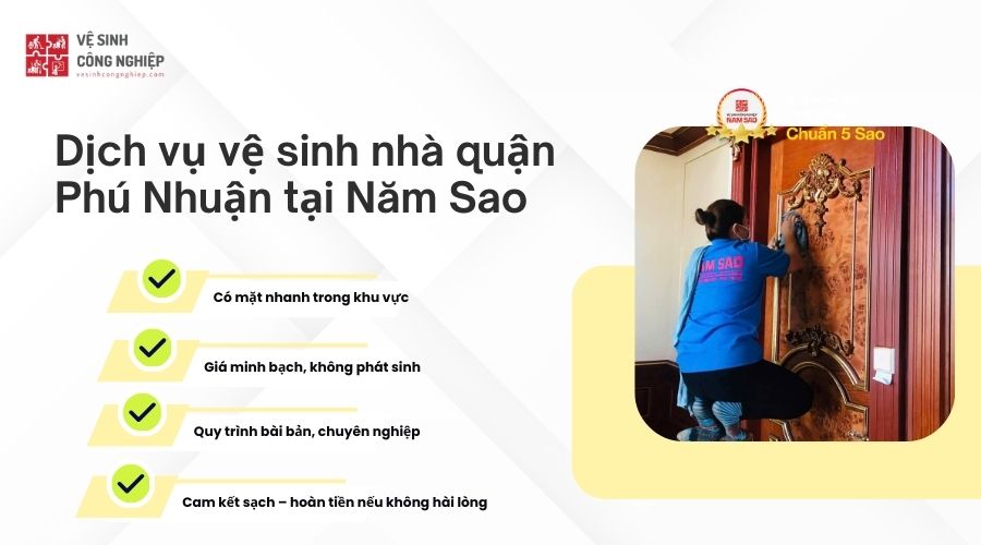 Vì sao nên chọn dịch vụ vệ sinh nhà quận Phú Nhuận tại Năm Sao